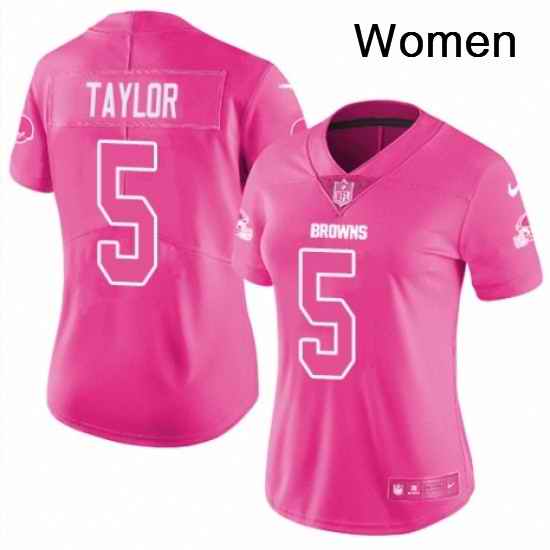 Womens Nike Cleveland Browns 5 Tyrod Taylor Limited Pink Rush Fashion NFL Jersey